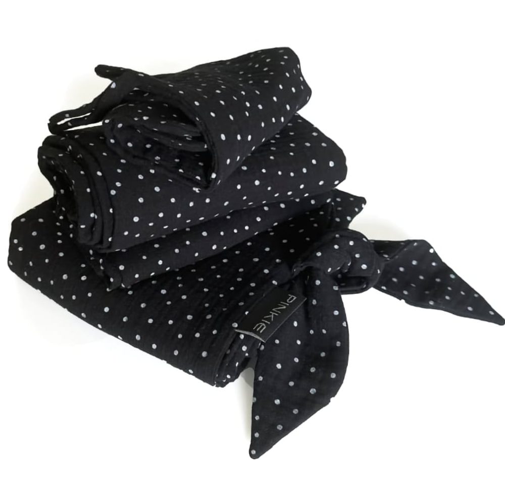PINKIE set Muslin Black Dots
