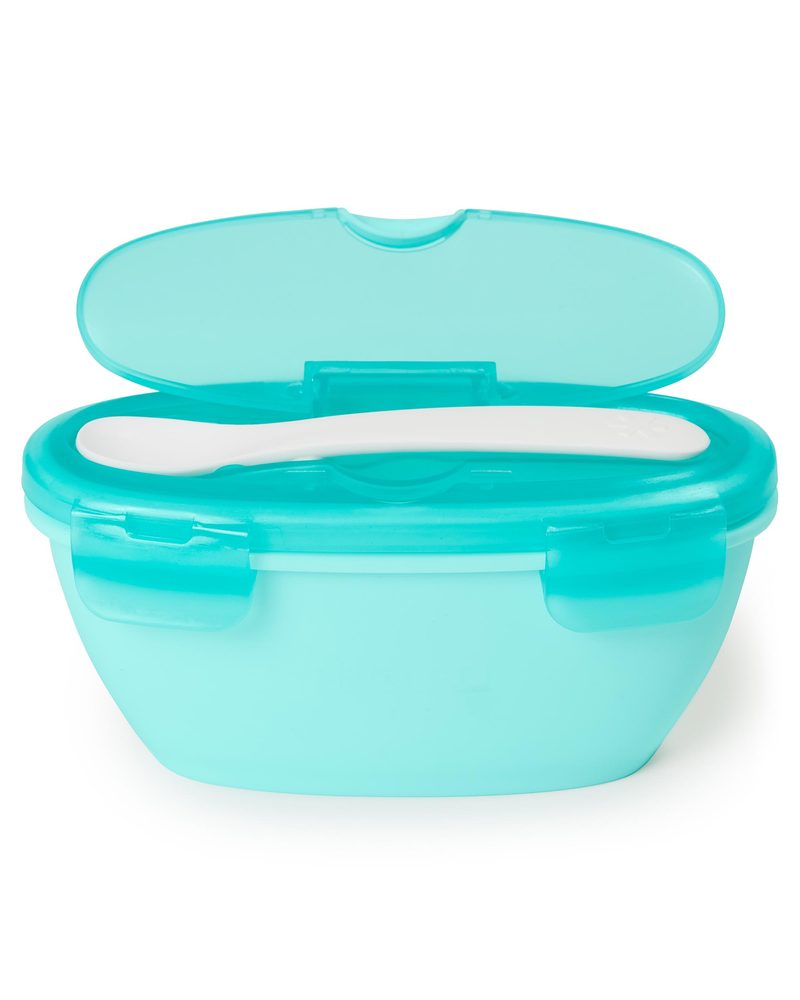 Skip Hop Miska s lžičkou v ochranném pouzdře Easy Serve Teal 240ml, 3m+