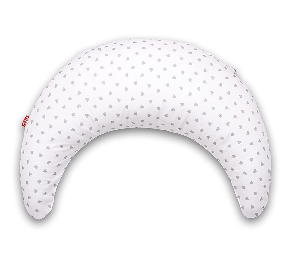 Scamp Kojící polštář ve tvaru půlměsíce (LittleHeartWhiteGray)