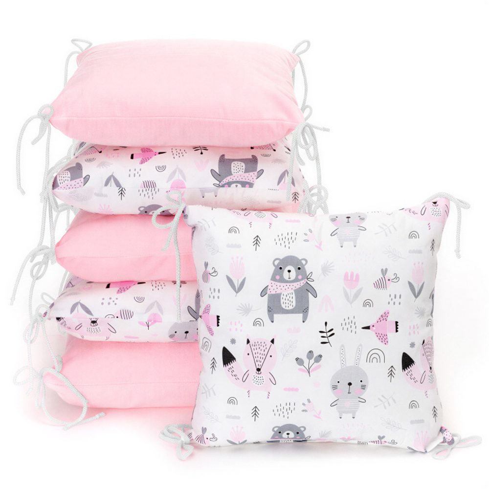 T-Tomi Polštářkový mantinel VELVET 35x35cm - Pink Bears