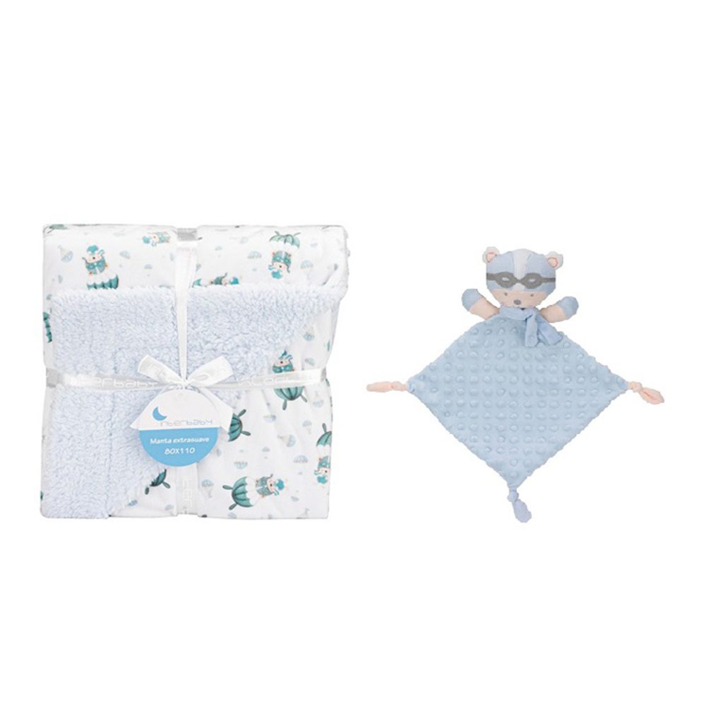 Interbaby Deka BERÁNEK & PADÁK + přítulka - modrá