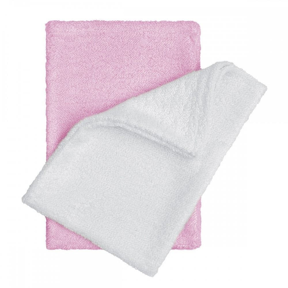 T-Tomi Bambusové koupací žínky/rukavice 2ks - white+pink / bílá+růžová