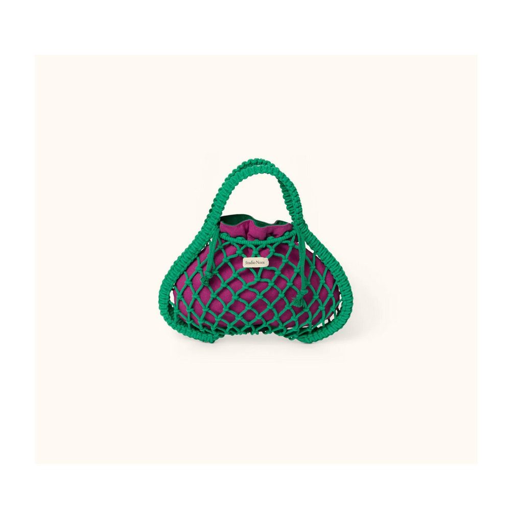 Studio Noos MACRAME MINI HAND BAG síťka Green & taška Purple Green