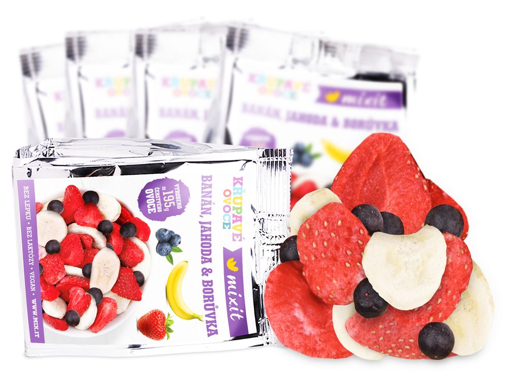 Mixit Křupavé ovoce do kapsy - Banán, jahoda, borůvka (23g)