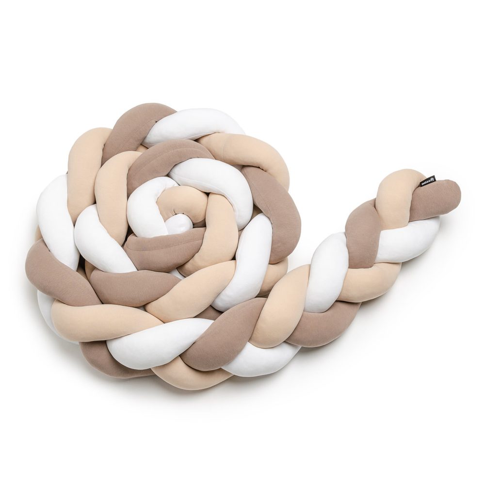 T-Tomi Pletený mantinel 360 cm - white + beige + mocca