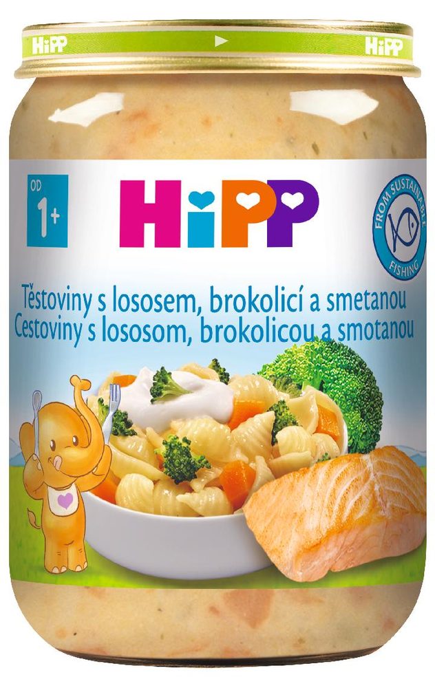 HiPP Těstoviny s lososem, brokolicí a smetanou
