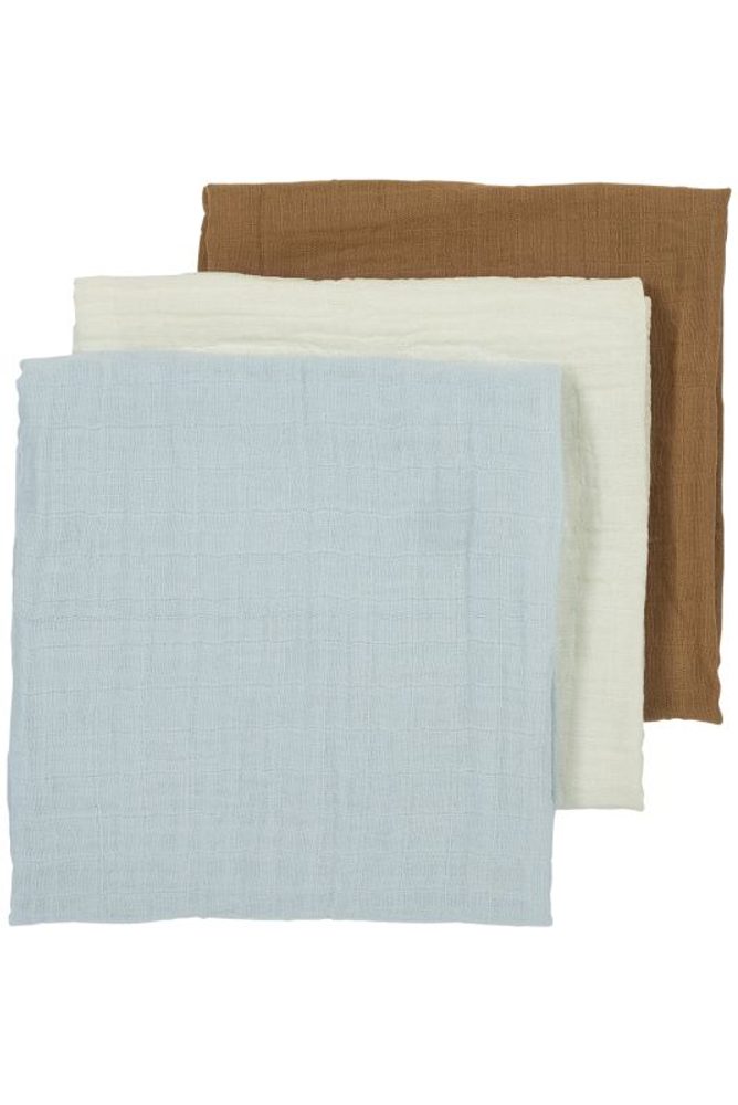 Meyco Mušelínové pleny 3-balení - Offwhite/light blue/toffee