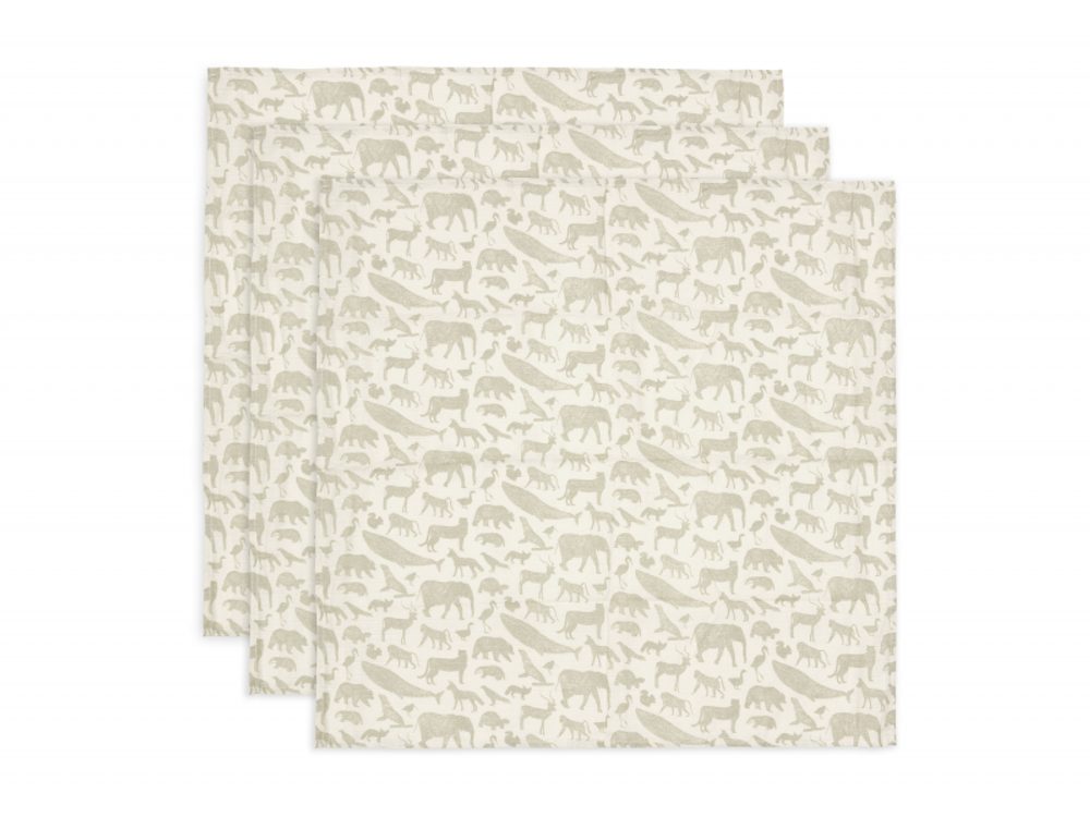 Jollein Pleny 3 ks 70x70 cm Animals Olive Green