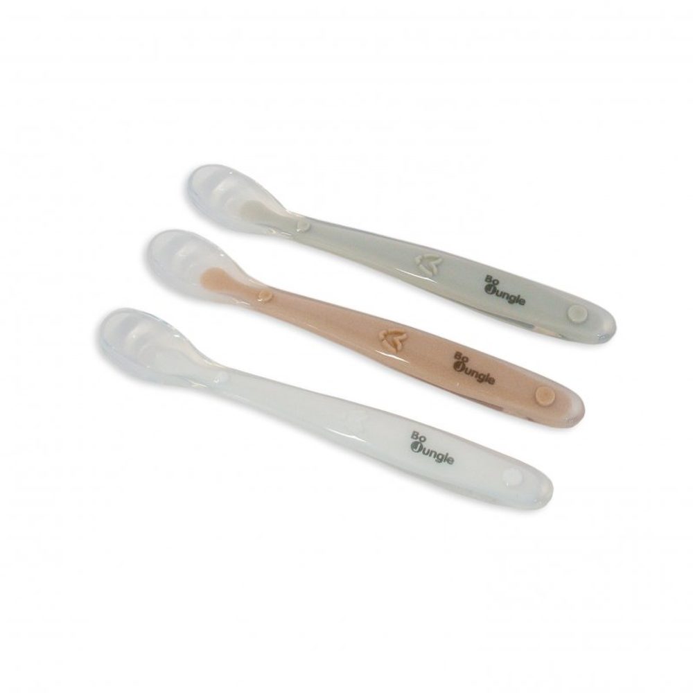 Bo Jungle Měkké jídelní lžičky SOFT White/Grey/Blue (3ks)