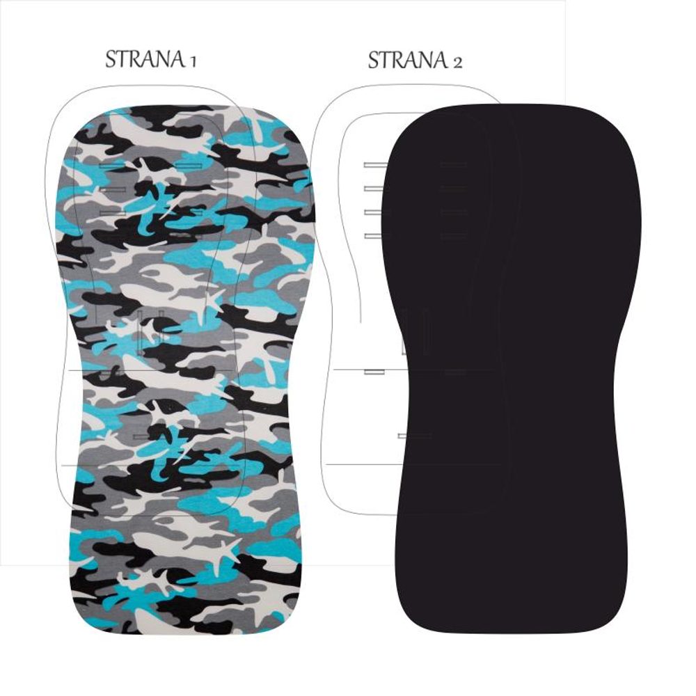 Kidiloo Podložka Do Vozíku Thule - maskáč modrý+černá fleece