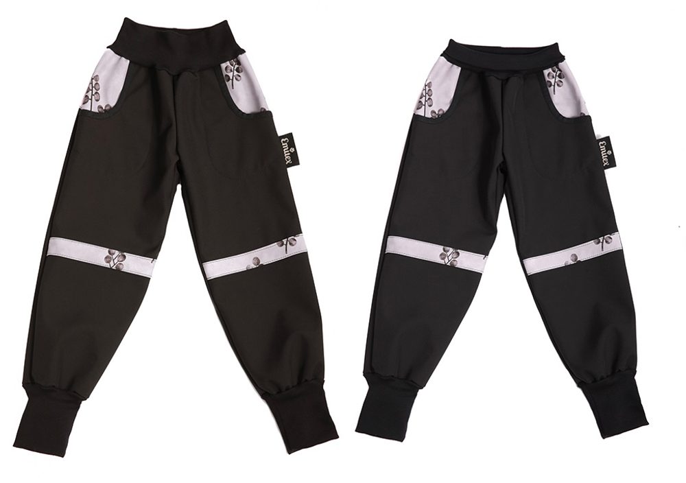 Emitex Dětské Soft kalhoty Grey Blooms - 122-128