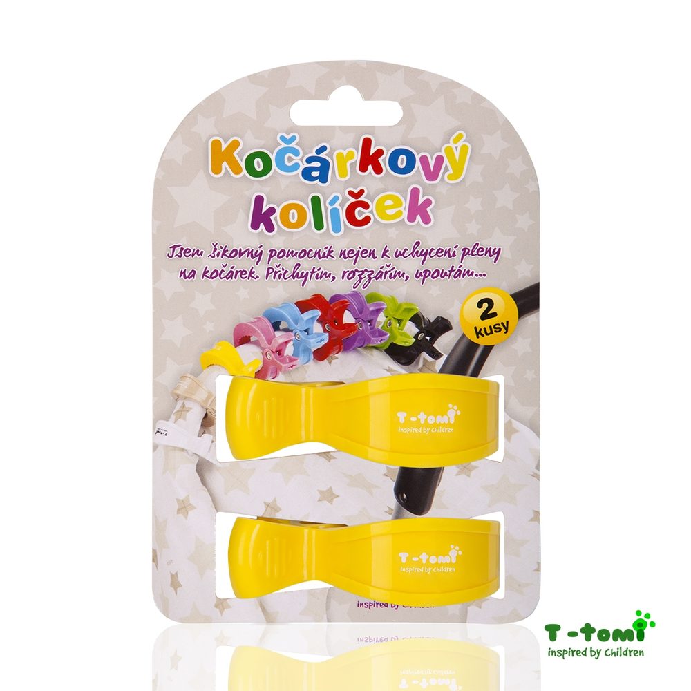 T-Tomi Kočárkový kolíček 2ks - žlutý