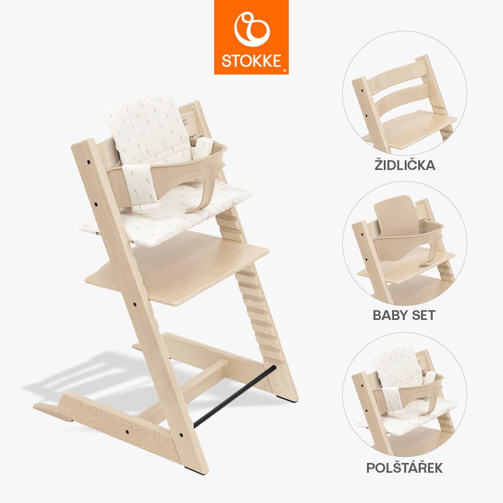 STOKKE® Tripp Trapp® + Baby set + polštářek zvýhodněná sada - Natural