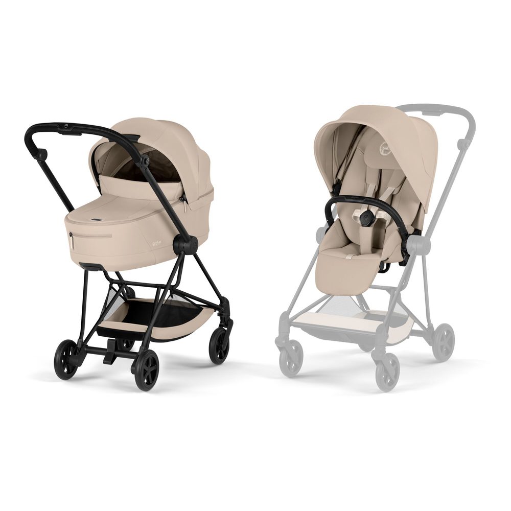 Cybex Mios Comfort podvozek + skládací korbička 2026 - Matt Black / Cozy Beige