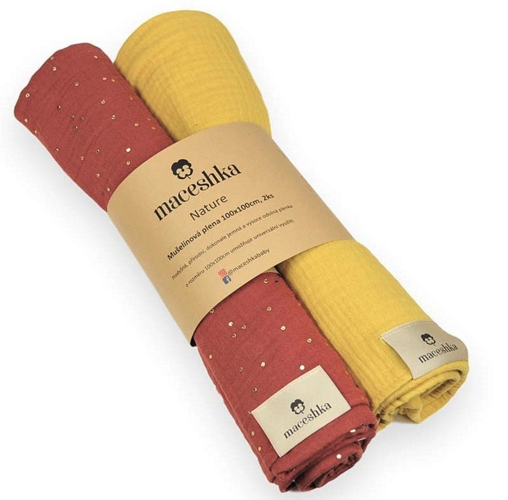 Maceshka Mušelínová plena Nature 2ks - Tomette zlatý puntík+ Mimosa