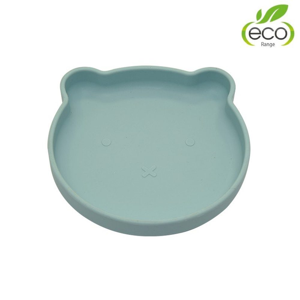 Bo Jungle silikonový talíř s přísavkou Bear - Pastel Blue
