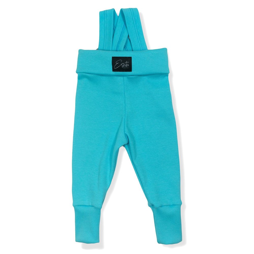 ESITO Rostoucí žebrované kalhoty s laclem Color Turquoise - tyrkysová / 62 - 68 - ESITO Rostoucí žebrované kalhoty s laclem Color Turquoise - tyrkysová / 86 - 92