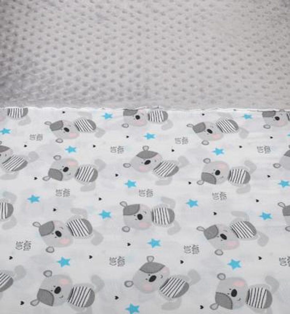 Tomi Povlečení K2 minky Teddy - šedé teddy modrý