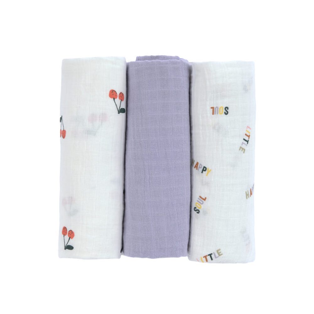 Lässig BABIES Swaddle Burp blanket 85x85 Happy Fruits cherry