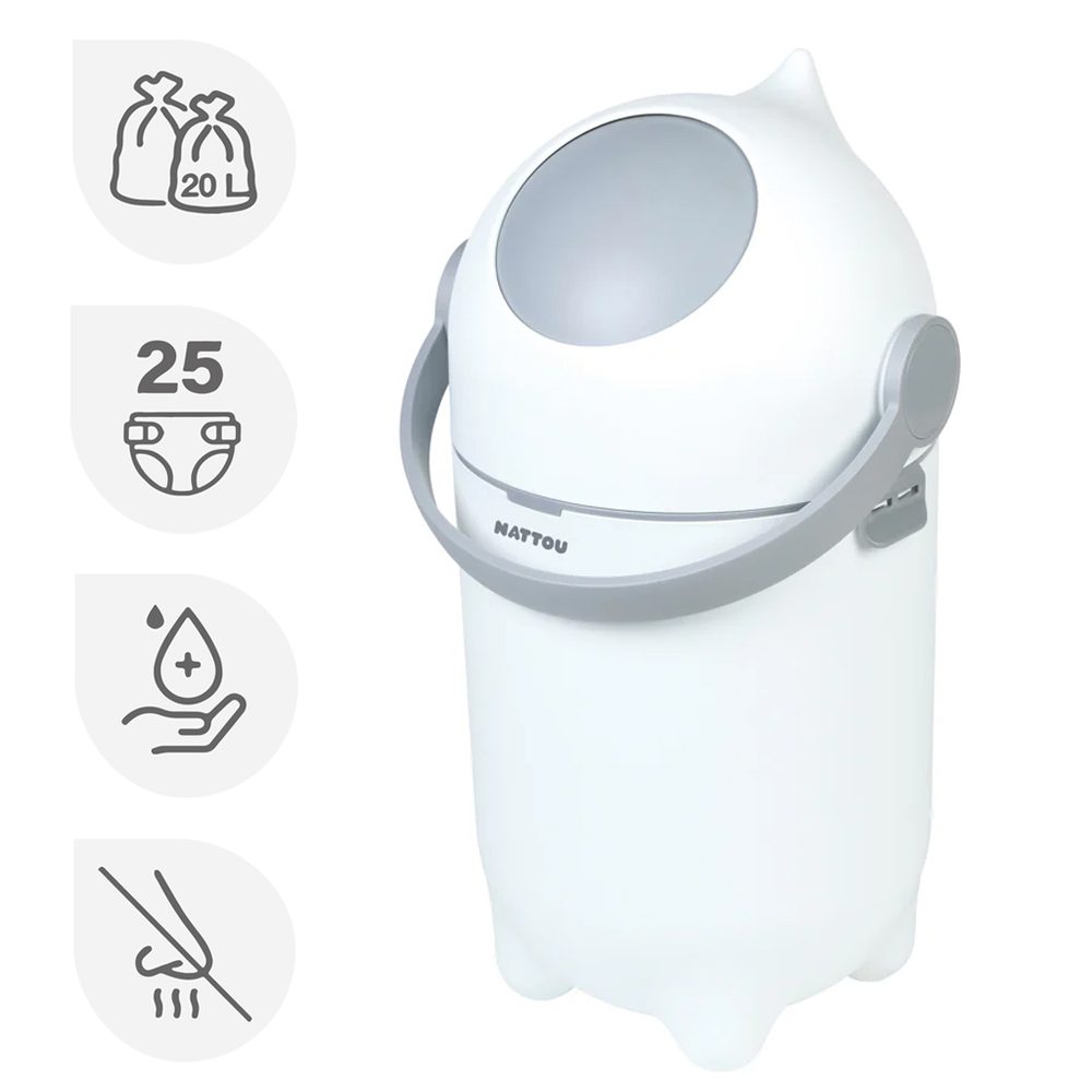 NATTOU Koš na pleny Dropy Beige 27 cm, 20l - NATTOU Koš na pleny Dropy White 27 cm, 20l