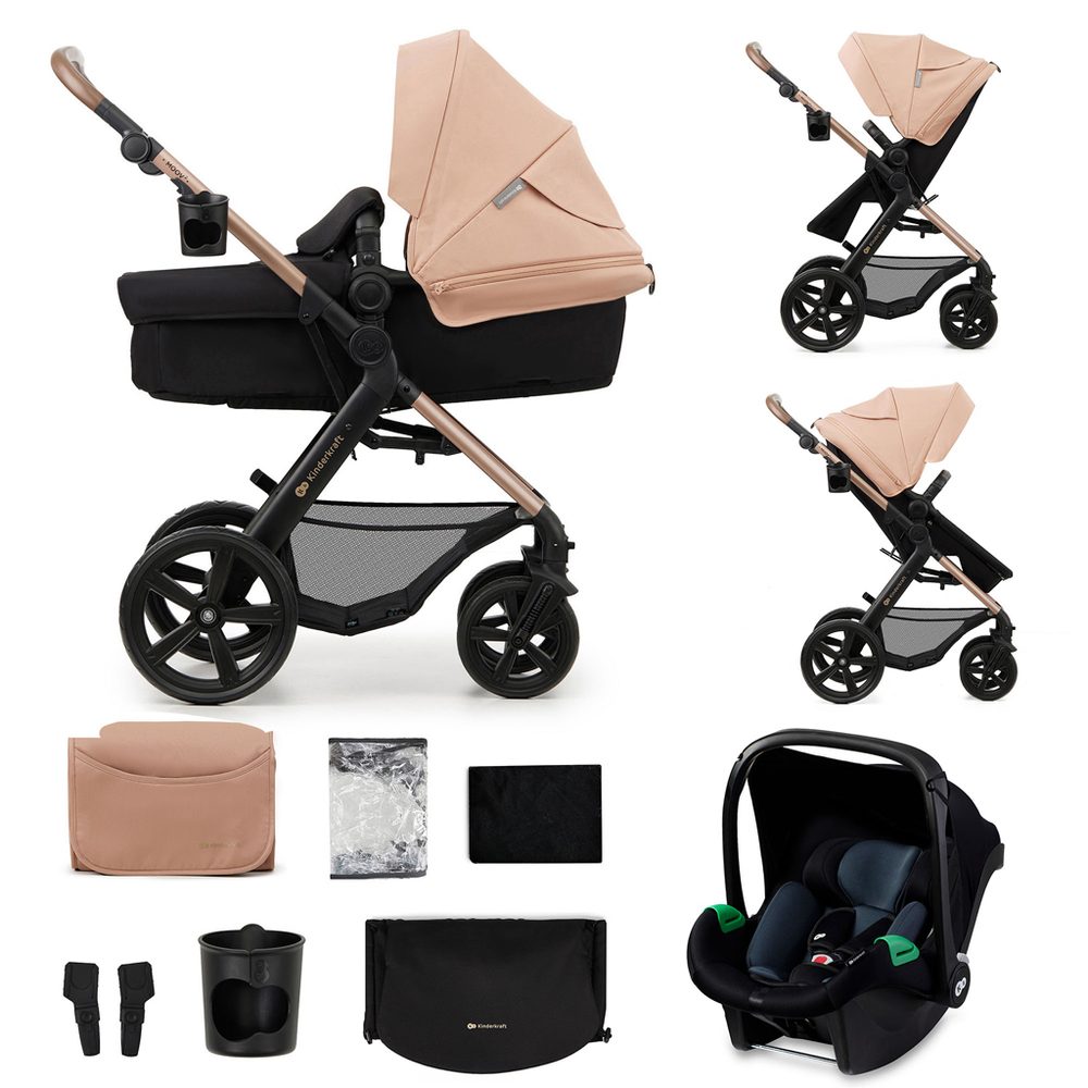KINDERKRAFT Kočárek kombinovaný Moov 2 3v1 Moonlight Grey - pěnová kola - KINDERKRAFT Kočárek kombinovaný Moov 2 3v1 Sand Beige - pěnová kola