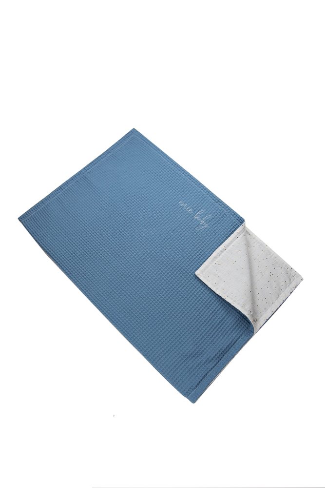 enie baby Deka VAFLE tmavě modrá/bílá