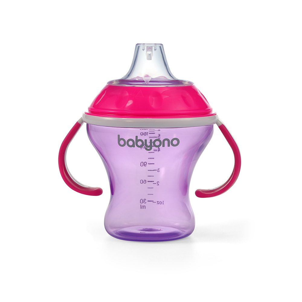 BABYONO Hrneček netekoucí s měkkým náustkem Natural Nursing 180 ml fialová - BABYONO Hrneček netekoucí s měkkým náustkem Natural Nursing 180 ml fialová