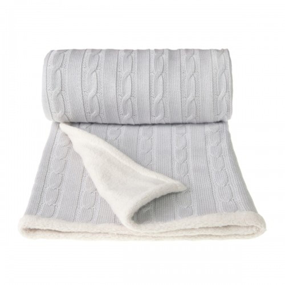 T-Tomi PLETENÁ DEKA WINTER s hřejivým beránkem - GREY / ŠEDÁ