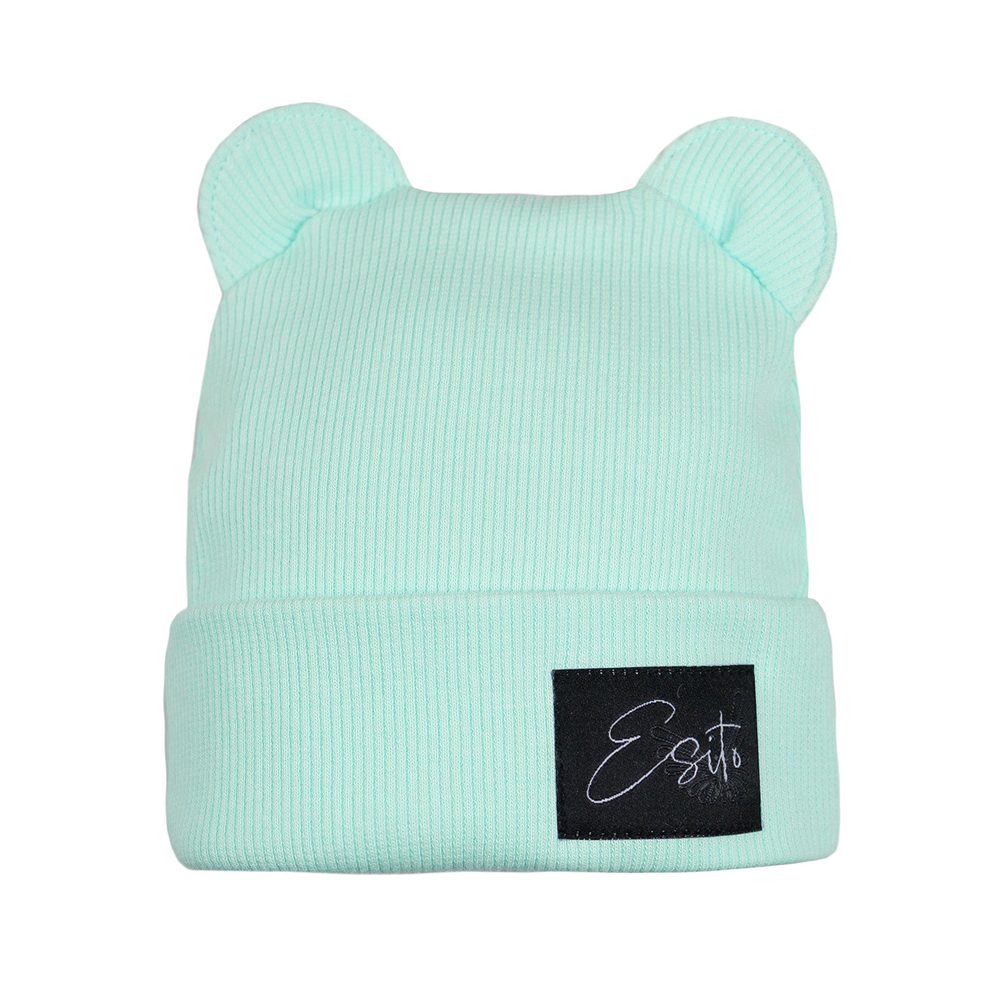 ESITO Zimní žebrovaná čepice s oušky Color Mint - mintová / 30 - ESITO Zimní žebrovaná čepice s oušky Color Mint - 38 / mintová