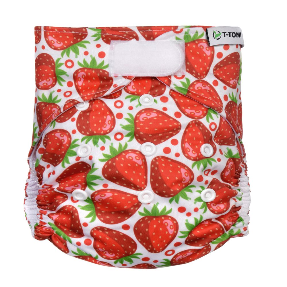 Levně T-Tomi Kalhotková plena AIO - přebalovací set suchý zip - STRAWBERRIES