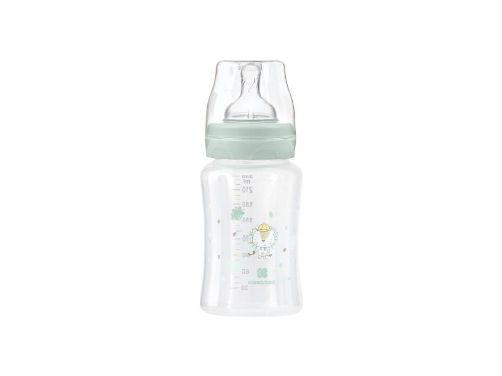 KikkaBoo Kojenecká láhev 240ml 3m+ Jungle King Mint