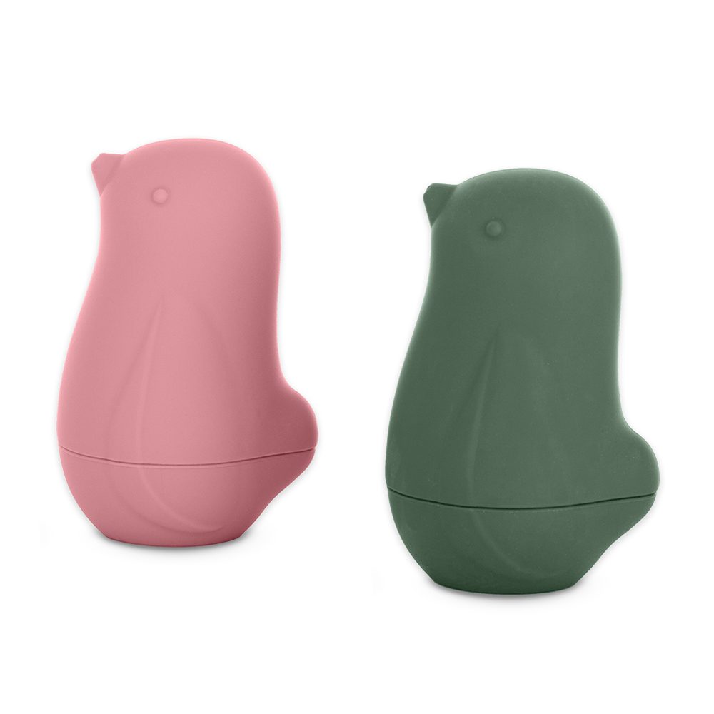 Petite&Mars Hračky silikonové do koupele Love birds 6m+ - Rose Green