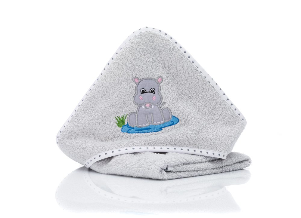 Fillikid Ručník s kapucí hippo grey 75x75 cm