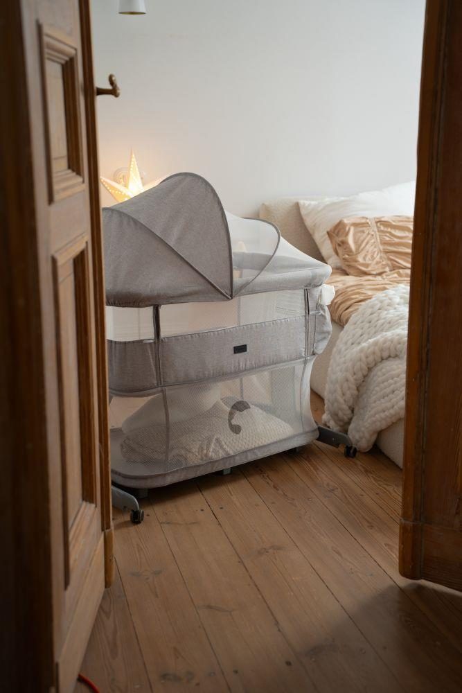 Postýlka Kidnort Snäckskal šedá