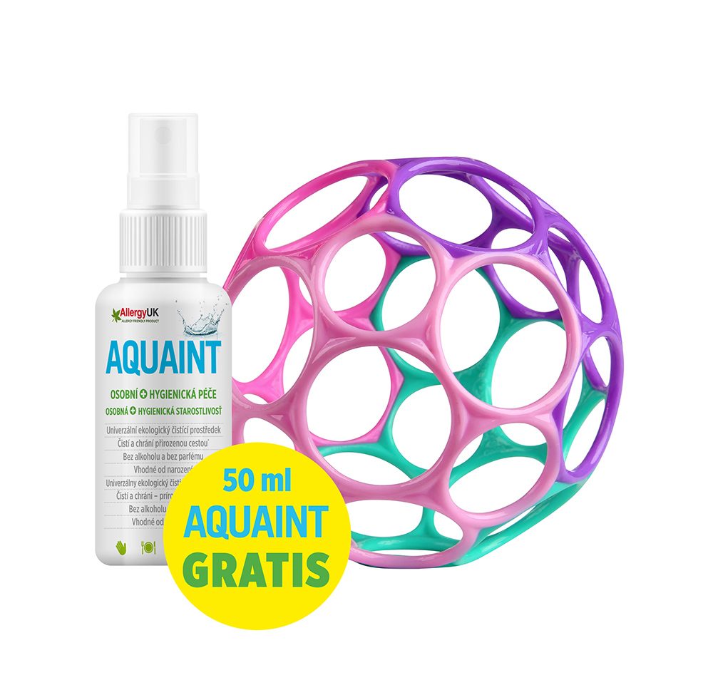 OBALL Hračka Oball™ Classic 10 cm mix barev 0m+AQUAINT 100% ekologická čisticí voda 50 ml - OBALL Hračka Oball™ Classic 10 cm růžovo/fialová 0m+AQUAINT 100% ekologická čisticí…
