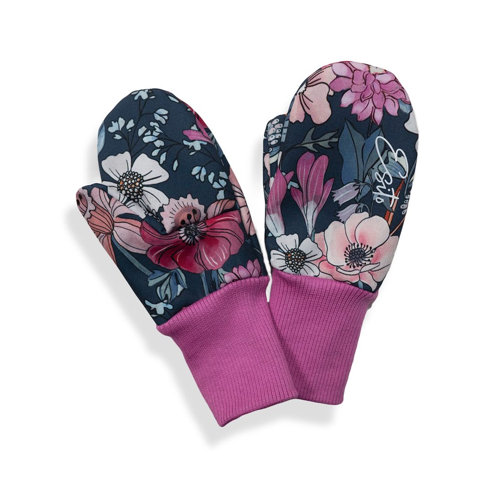 ESITO Palcové rukavice softshell Garden bloom - šedá / 2 - 3 roky