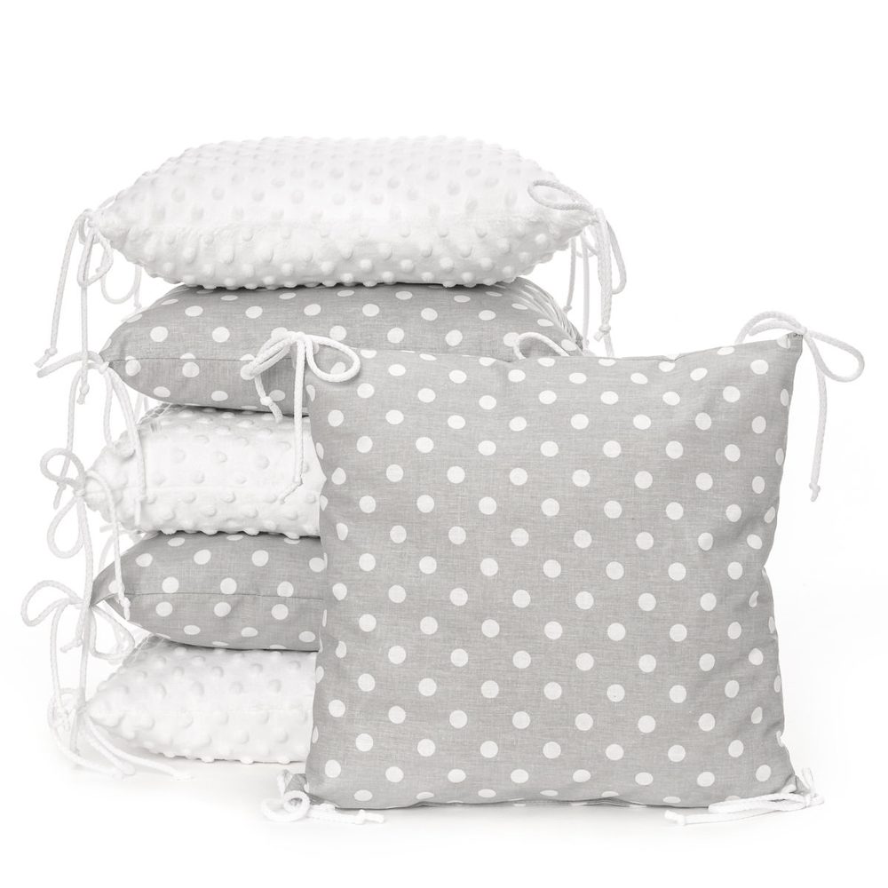 T-Tomi Polštářkový mantinel MINKY - grey / dots