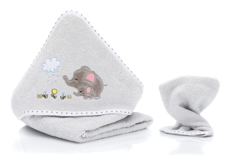 Fillikid osuška s kapucí + žínka elephant grey