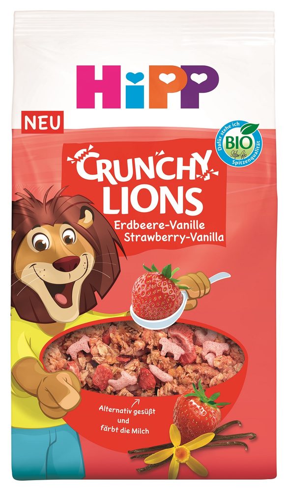 HiPP BIO křupavé Lion müsli Jahoda-Vanilka 300 g - EXPIRACE 24.11.2026