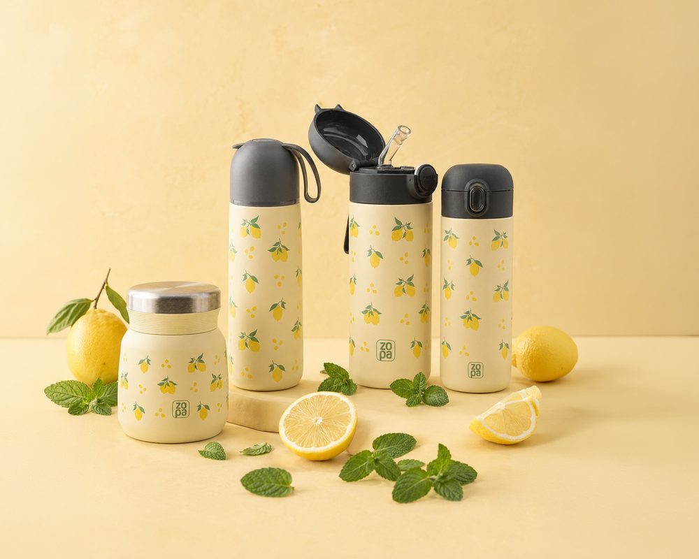 ZOPA Termoska na tekutiny se silikonovým držákem 400ml - Limoncello