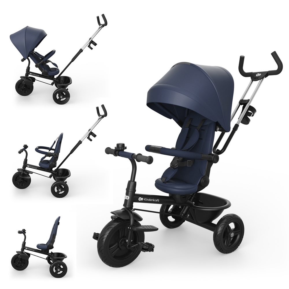 KINDERKRAFT Tříkolka Aston 2 Plus 9m+ - KINDERKRAFT Tříkolka Aston 2 Plus Navy, 9m+