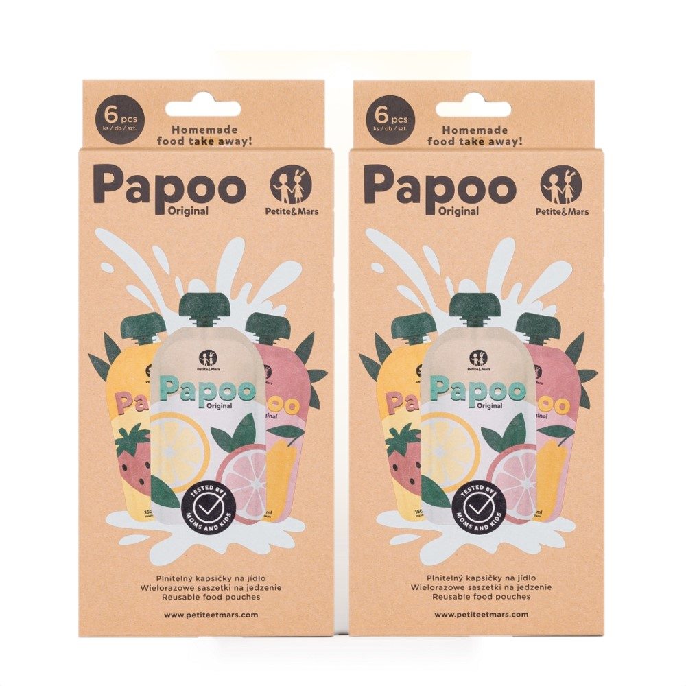 PETITE&MARS Kapsička na jídlo 6 ks - Papoo Original 1+1 ZDARMA