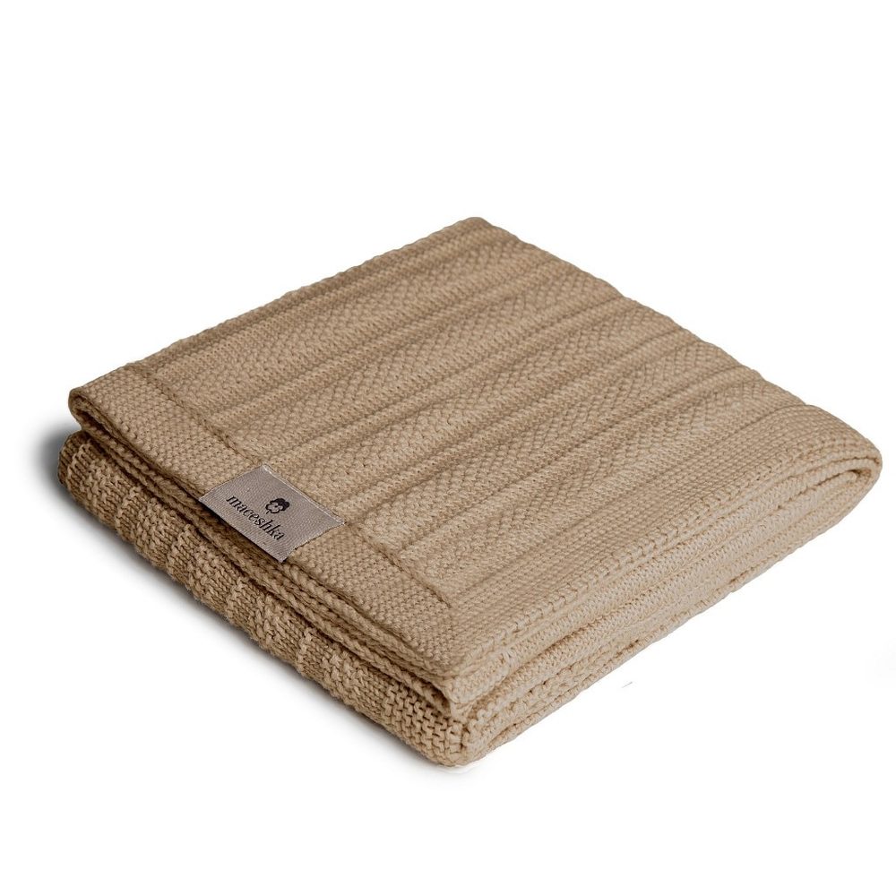 Maceshka Pletená deka Maceshka - hrášek, camel