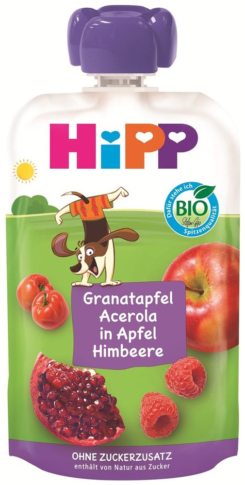 HiPP BIO Jablko / Maliny / Granátové jablko / Acerola 100 g
