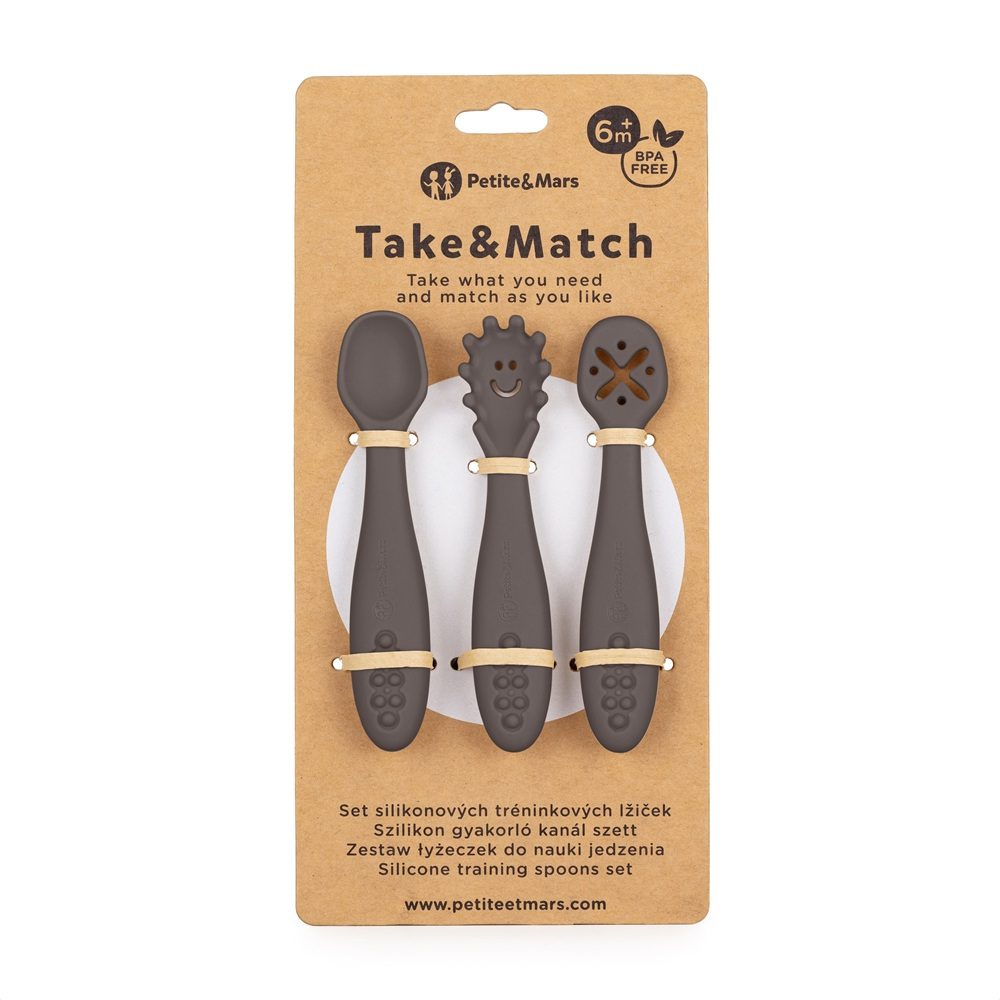 Petite&Mars Take&Match 6m+ lžička pro děti Bitter Cocoa 3 ks