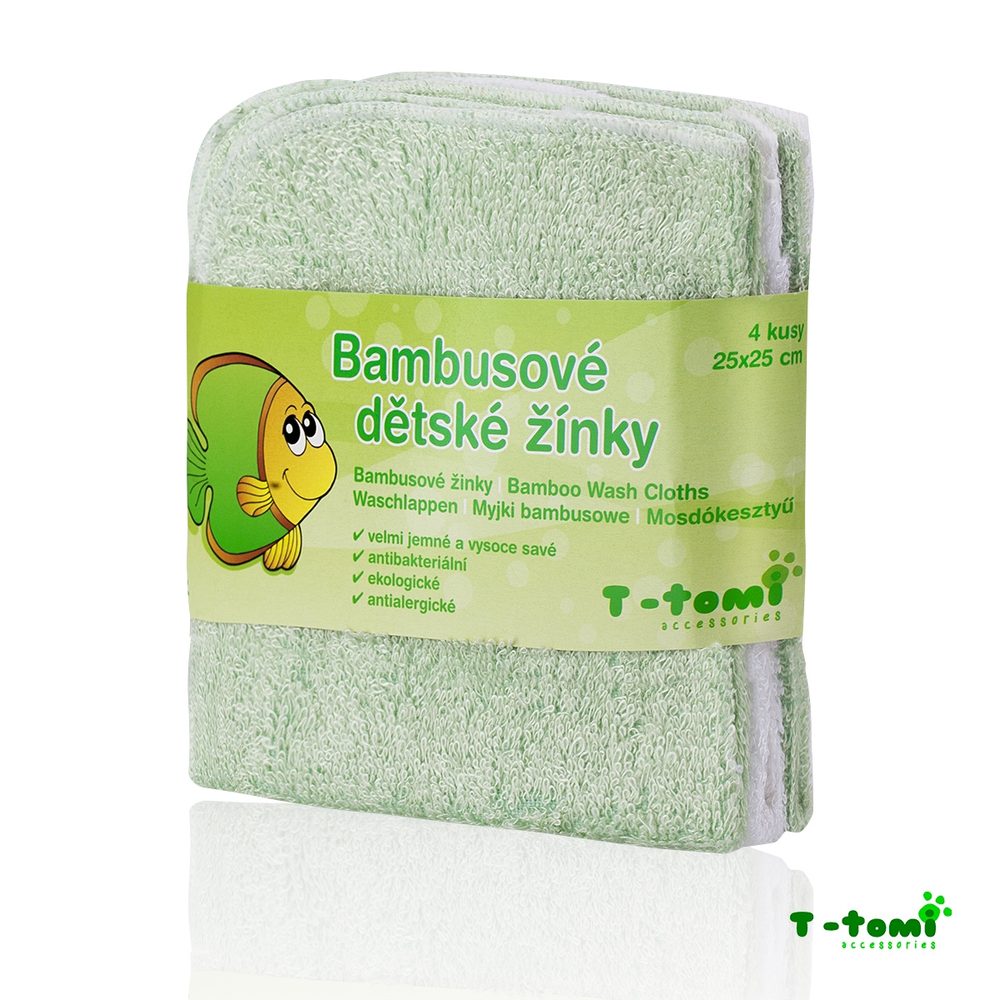 T-Tomi Bambusové žíňky v provedení ubrousek 4ks - zelená