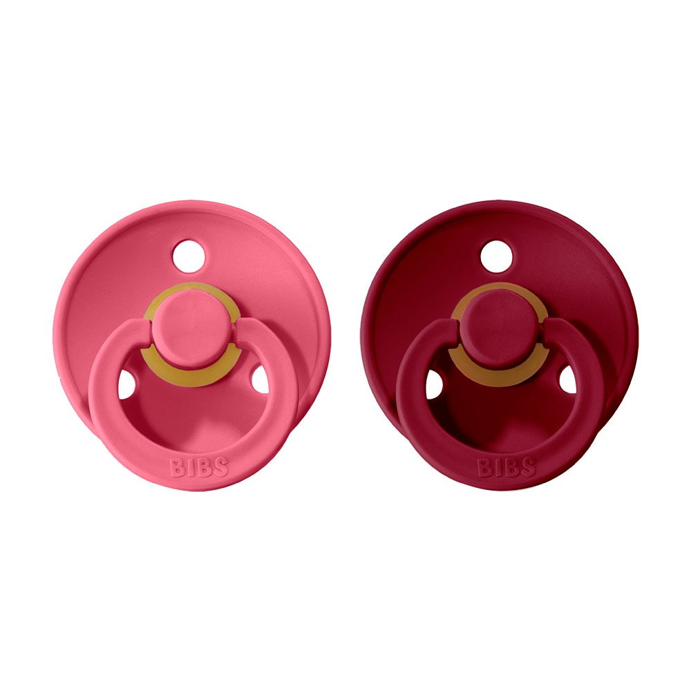 BIBS Colour dudlíky z přírodního kaučuku 2ks vel.1 - Coral / Ruby