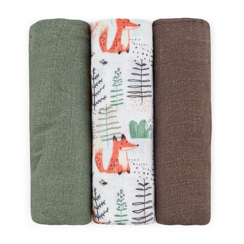 Levně PETITE&MARS Sada plen bambusová mušelínová 3ks Moussy Botanic Tones 68 x 68 cm - PETITE&MARS Sada plen bambusová mušelínová 3ks Moussy Forest Fox 68 x 68 cm