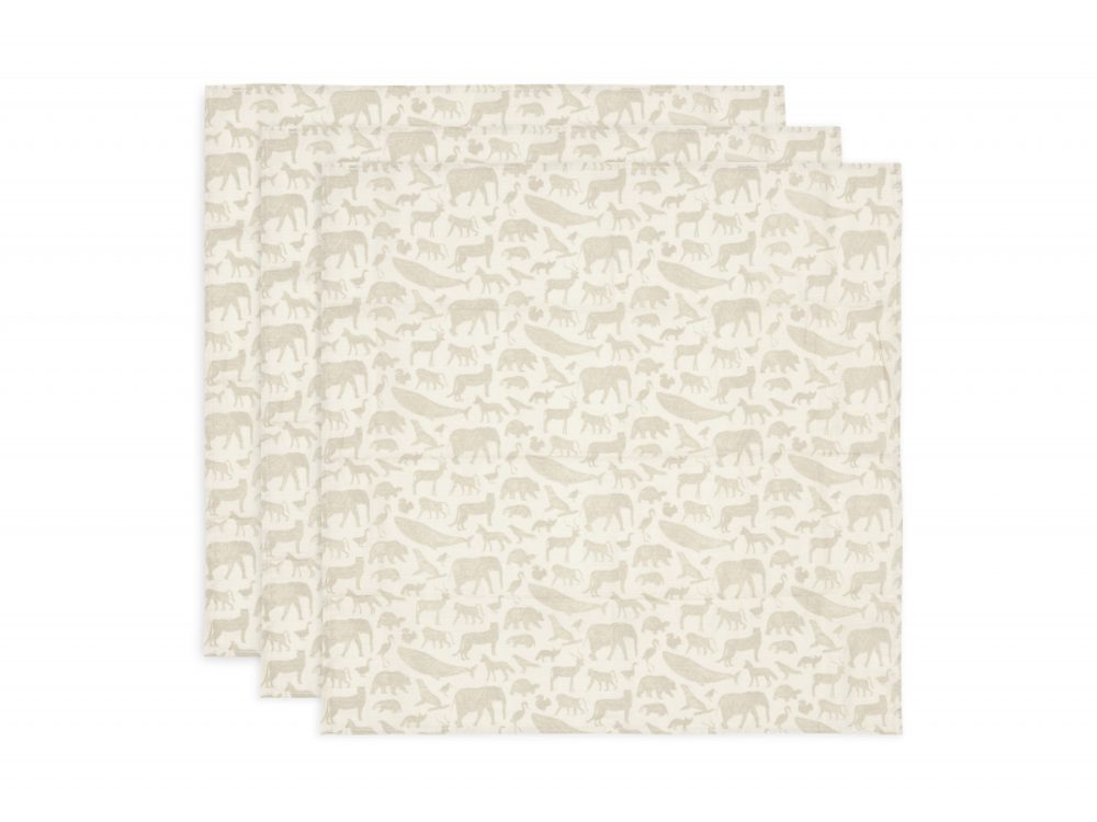 Jollein Pleny 3 ks 70x70 cm Animals Nougat