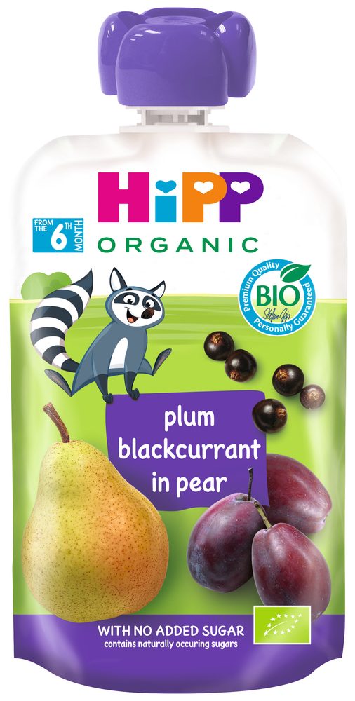 HiPP BIO 100% ovoce Hruška-Černý rybíz-Švestka